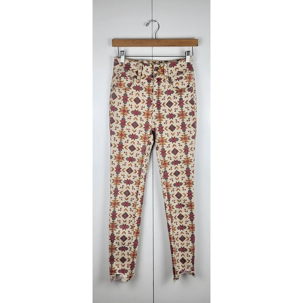 NWOT Free People We The Wild Child Printed Skinny Jeans Raw Hem | Size 25